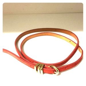 Skinny Orange Leather Belt